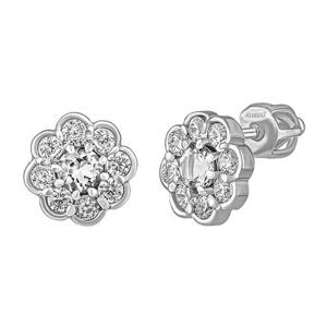 Silvego Strieborné náušnice kôstky Marguerite s čírym prírodným topazom a Brilliance Zirconia 8 mm SILVEGOB380003ST