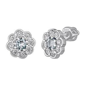 Silvego Strieborné náušnice kôstky Marguerite s prírodným akvamarínom a Brilliance Zirconia 8 mm SILVEGOB380003SAQ