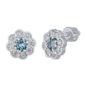 Silvego Strieborné náušnice kôstky Marguerite s prírodným modrým topazom a Brilliance Zirconia 8 mm SILVEGOB380003SBT