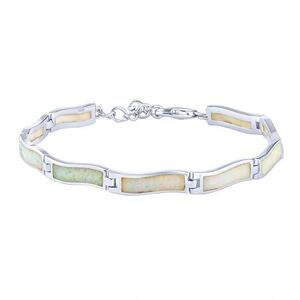 Silvego Strieborný náramok Tracey so syntetickým bielym opálom - 5 mm KRM06797BW