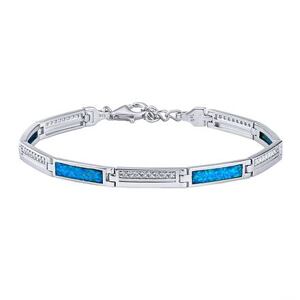Silvego Strieborný náramok Joanna so syntetickým modrým opálom a čírymi Brilliance Zirconia - 5 mm KRM06800BB