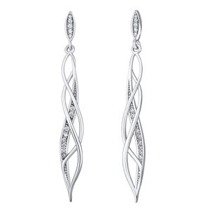 Silvego Strieborné visiace náušnice Siobhan s Brilliance Zirconia SILVEGOB32480EW