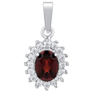 Silvego Strieborný prívesok Kate s prírodným granátom a Brilliance Zirconia SILVEGOB180423PGA
