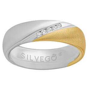 Silvego Snubný strieborný prsteň SHULIEN pozlátený 14 kt. žltým zlatom s Brilliance Zirconia SHG8501RWGP