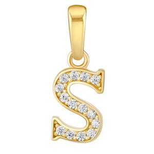 Silvego Zlatý prívesok písmeno S zo žltého zlata s Brilliance Zirconia FNN22195S