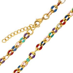 Silvego Náhrdelník Yumi z chirurgickej ocele pozlátený 18kt žltým zlatom s predĺžením - 7 mm KMM291686NGP