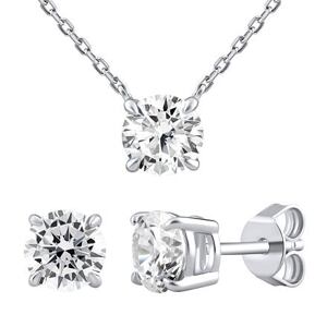 Silvego Strieborná darčeková súprava so Swarovski® Zirconia 6,5 mm MWS14286