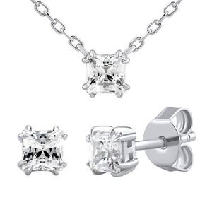 Silvego Strieborná darčeková súprava so Swarovski® Zirconia 4 mm MWS14255A