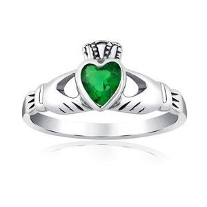 Silvego Strieborný prsteň Claddagh so zeleným zirkónom PRMR21195EMG