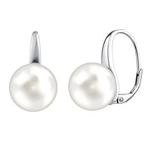 Silvego Strieborné náušnice s bielou perlou Swarovski® Crystals 12 mm LPS061912MM