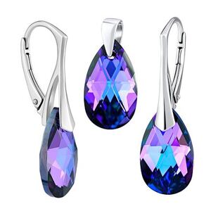 Silvego Strieborná súprava so Swarovski® Crystals kvapka HELIOTROPE LSW188s
