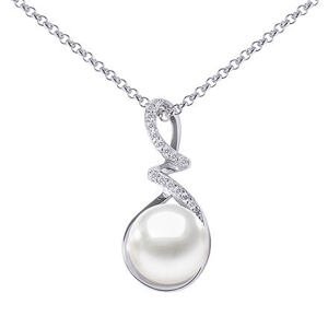 Silvego Strieborná retiazka Lena s príveskom s bielou perlou a Brilliance Zirconia GRP18454PW