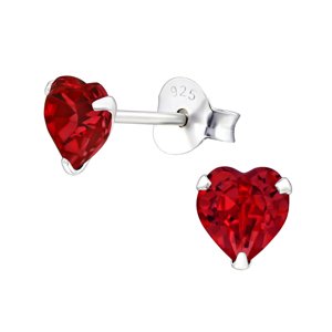 Olivie Strieborné náušnice SRDCE RED 1044 Ag 925; ≤0,40 g.