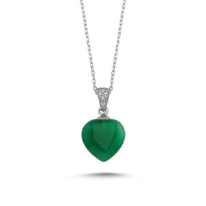 Olivie Strieborný náhrdelník Agáta SRDCE GREEN 1890 Ag 925; ≤2,4 g.