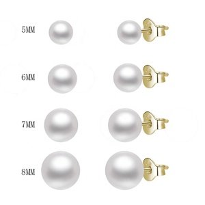 Olivie Náušnice 8mm sladkovodné perly GOLD 5499 Ag 925; ≤1,4 g.