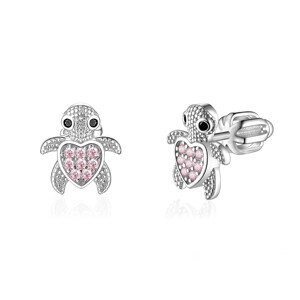 Olivie Strieborné náušnice KORYTNAČKA PINK 8377 Ag 925; ≤2 g.