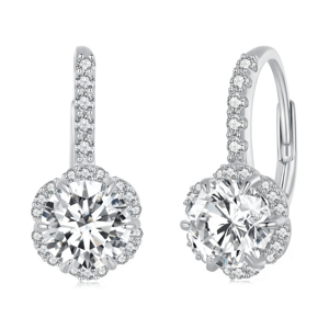Olivie Strieborné náušnice 1ct 6,5mm MOISSANITE 9181 Ag 925; ≤2,7 g.