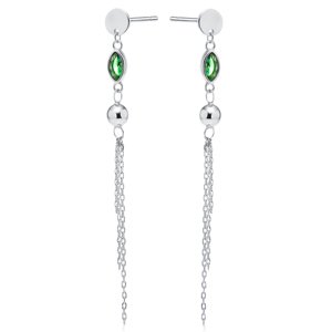 Olivie Dlhé strieborné náušnice GREEN 9208 Ag 925; ≤2,3 g.